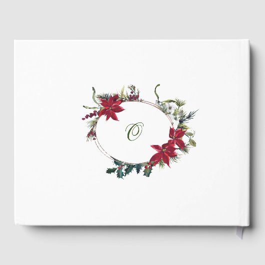 Elegante Waterverf Rode Poinsettia Bruidssalon Gastenboek (Achterkant)