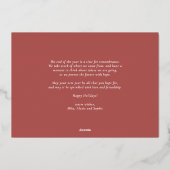 Elegante Waterverf Rode Poinsettia Foto Folie Feestdagenkaart (Achterkant)