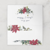 Elegante Waterverf Rode Poinsettia Trouwtafel Plaatskaartje (Buitenkant ongevouwen)