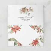 Elegante Waterverf Rode Poinsettia Trouwtafel Plaatskaartje (Buitenkant ongevouwen)