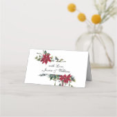 Elegante Waterverf Rode Poinsettia Trouwtafel Plaatskaartje (Achterkant)