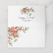 Elegante Waterverf Rode Poinsettia Trouwtafel Plaatskaartje (Buitenkant ongevouwen)