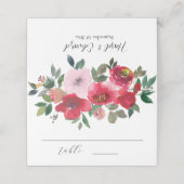 Elegante Waterverf Rode roos Bloemenbruiloft Plaatskaartje (Buitenkant ongevouwen)