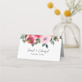 Elegante Waterverf Rode roos Bloemenbruiloft Plaatskaartje (Achterkant)