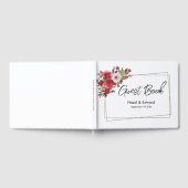 Elegante Waterverf Rode Rose Bloemen Bruiloft Gastenboek (Volledig)