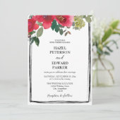 Elegante Waterverf Rode Rose Bloemen Bruiloft Kaart (Staand voorkant)