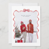 Elegante waterverf rode strik Kerst Foto Vakantie Feestdagenkaart (Voorkant)