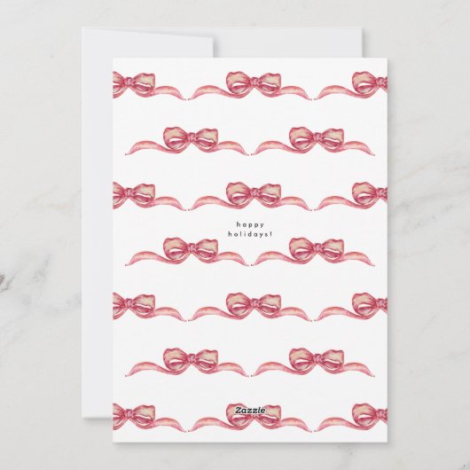 Elegante waterverf rode strik Kerst Foto Vakantie Feestdagenkaart (Achterkant)