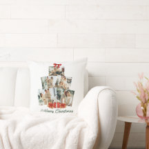 Elegante Waterverf Rode Strik Kerstboom Familie