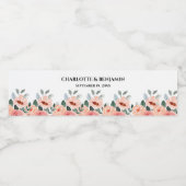 Elegante Waterverf Romantische Bloemen Bruiloft Waterfles Etiket (Enkel label)