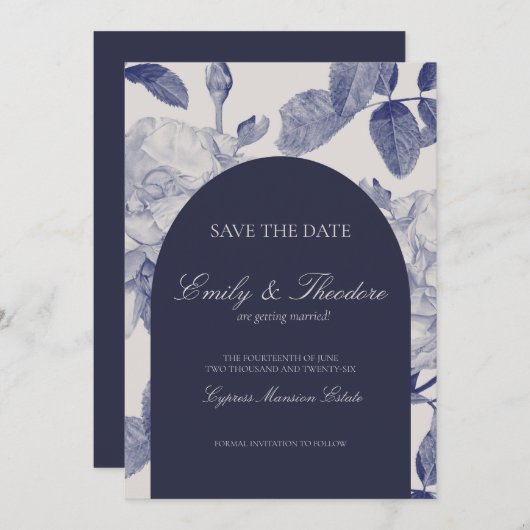 Elegante Waterverf Roos bruiloft Save the Date Kaart (Voorkant / Achterkant)