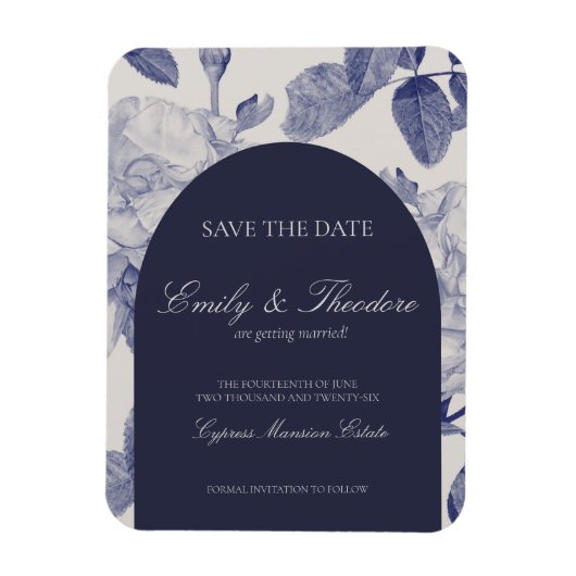 Elegante Waterverf Roos bruiloft Save the Date Magneet (Verticaal)