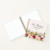 Elegante Waterverf Roos Flower Wedding Guestbook Notitieboek (Binnen)