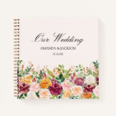 Elegante Waterverf Roos Flower Wedding Guestbook Notitieboek (Voorkant)