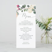 Elegante waterverf roos & groen. Bloemige bruiloft Menu (Staand voorkant)
