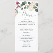 Elegante waterverf roos & groen. Bloemige bruiloft Menu (Voorkant)