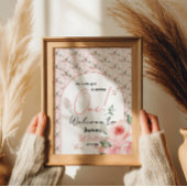 Elegante Waterverf Roos Meisje 1e Verjaardag Welko Poster