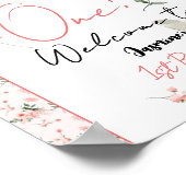 Elegante Waterverf Roos Meisje 1e Verjaardag Welko Poster (Hoek)