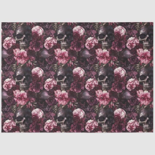 Elegante Waterverf Roos Schedel Halloween Tissuepapier (Voorkant)
