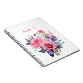 Elegante Waterverf Rose Boeket Wit Notitieboek (Rechterzijde)