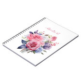 Elegante Waterverf Rose Boeket Wit Notitieboek (Linkerzijde)
