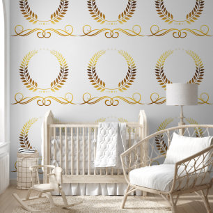 Elegante Waterverf Royal Crest Nursery Room Decor Behang