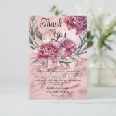 Elegante Waterverf Roze Anjers Bedankt (Staand voorkant)