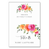 Elegante Waterverf Roze Bloem Bruiloft Plaats Kaar Kaart (Voorkant)