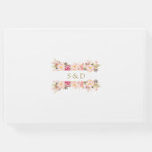 Elegante Waterverf Roze Bloem Gouden Bruiloft Gastenboek (Achterkant)