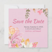 Elegante Waterverf Roze Bloem Save The Date (Voorkant)