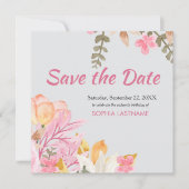 Elegante Waterverf Roze Bloem Save The Date (Voorkant)