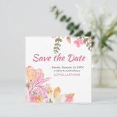 Elegante Waterverf Roze Bloem Save The Date (Staand voorkant)