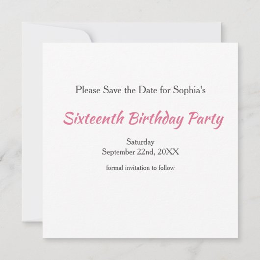 Elegante Waterverf Roze Bloem Save The Date (Achterkant)