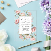 Elegante waterverf Roze Bloemen Bloom Wedding Acryl Uitnodigingen (Insitu (Huwelijk))