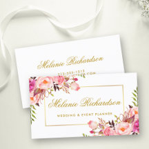Elegante Waterverf Roze Bloemen en Goud Lijst