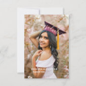 Elegante Waterverf Roze Bloemen Foto Afstuderen Bedankkaart (Achterkant)