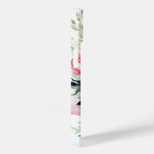 Elegante Waterverf Roze Bloemen Gepersonaliseerde Case-Mate iPhone Case (Achterkant / Rechts)