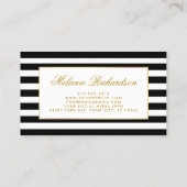 Elegante Waterverf Roze Bloemen Goud Lijst Gestree Visitekaartje (Achterkant)