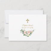 Elegante Waterverf Roze Bloemen Gouden Doop Bedankkaart (Achterkant)