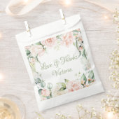 Elegante Waterverf Roze Bloemen Groen Bedankzakje (Geknipt)