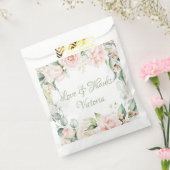 Elegante Waterverf Roze Bloemen Groen Bedankzakje (Gezegeld)