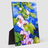 Elegante waterverf roze bloemen Hollyhocks Fotoplaat (Zijkant)
