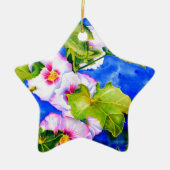 Elegante waterverf roze bloemen Hollyhocks Keramisch Ornament (Voorkant)