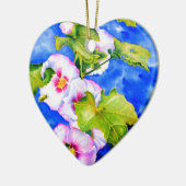 Elegante waterverf roze bloemen Hollyhocks Keramisch Ornament (Links)