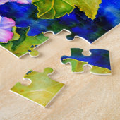 Elegante waterverf roze bloemen Hollyhocks Legpuzzel (Zijkant)