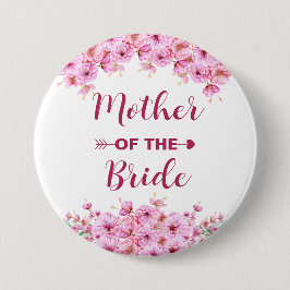 Elegante Waterverf Roze Bloemen Moeder van de Brui Ronde Button 7,6 Cm