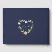 Elegante Waterverf Roze Bloemen Navy Bruiloft Gastenboek (Achterkant)