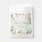 Elegante Waterverf Roze Bloemen Salie Groen Script Bedankzakje (Voorkant)