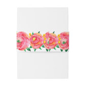 Elegante Waterverf Roze Bloemen Uitnodiging Buikba Uitnodigingen Wikkel (Achterkant Voorbeeld)