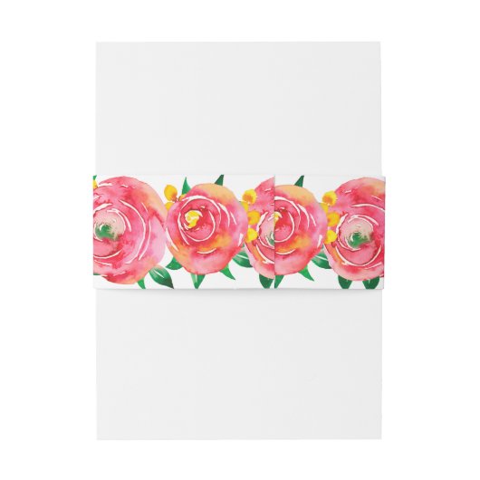 Elegante Waterverf Roze Bloemen Uitnodiging Buikba Uitnodigingen Wikkel (Achterkant Voorbeeld)